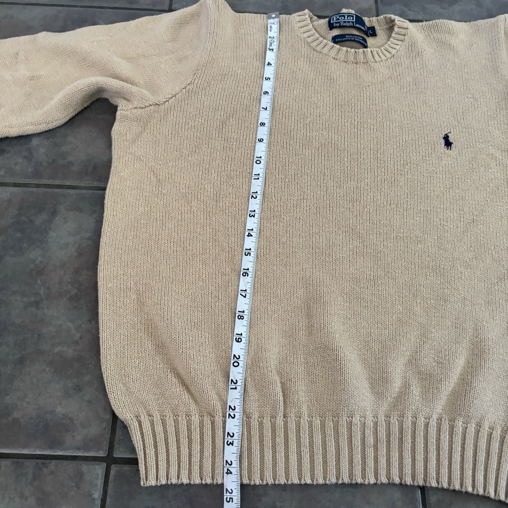 Polo Ralph Lauren Sweatshirt Mens Large Tan Crew Neck Sweater Long Sleeve - Picture 5 of 7